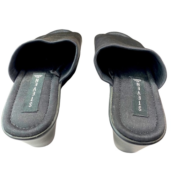 New Steve Madden Black Wedge Slip on Sandal Womens Shoes size 7.5 - Picture 4 of 10